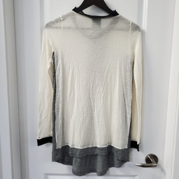 Unique Black white and Grey sheer top with clip front. - Picture 3 of 6